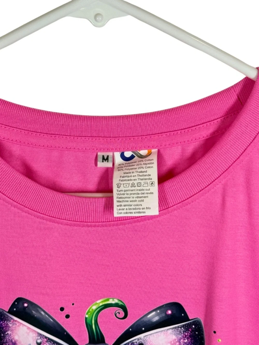 Pink Halloween Pumpkin Bow Graphic Tee - M